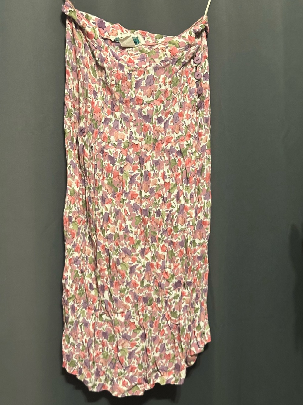 Euro Vintage Floral Midi Skirt in Pink and Lavender - Women's Wrap Design